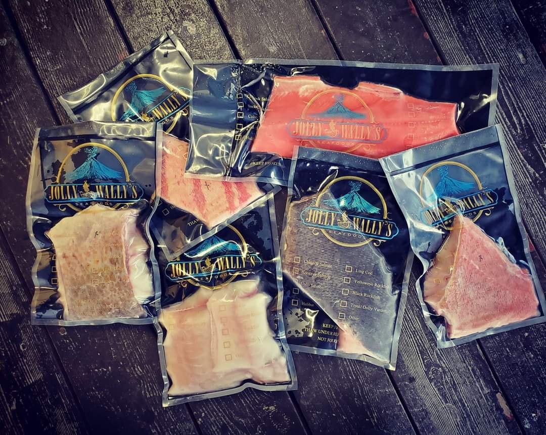 Vacuum-sealed package of Alaskan salmon jerky